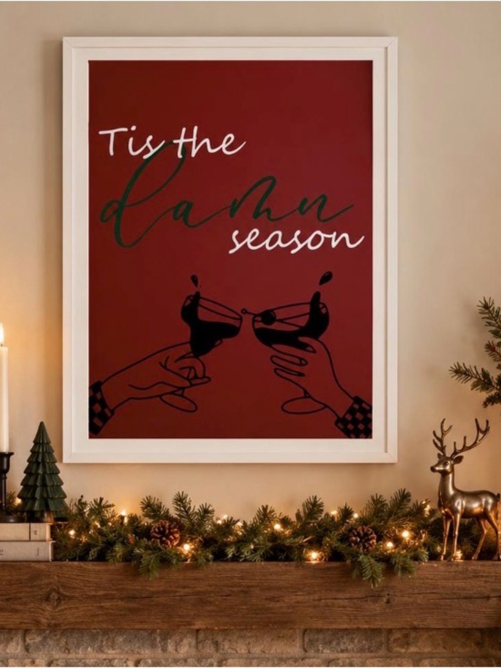 Taylor Swift Evermore Holiday Wall Art Print - Red 'Tis the Damn Season'
